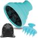 Collapsible Hair Dryer Diffuser Attachment - Silicone Blow Dryer Diffuser - Lightweight Portable with Travel Bag Blue