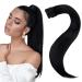 Easyouth Black Ponytail Hair Extensions Human Hair Wrap Around Extensions Jet Black Ponytail Extensions Real Hair Short 12 Inch 70g 30 cm/12" 4-Pony #1