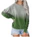Women Crewneck Sweatshirt Long Sleeve Trendy Ombre Tie Dye Blouses Tops Basic Casual Loose Fit Comfy Sweater Shirts X-Large A02green