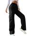 Parachute Pants Y2K Women Cargo Pants Baggy Cargohose Track Pants Streetwear Vintage Jeans Pants 90s E-Girl Streetwear Cargo Pants Y2K Sports Pants Lang Lock 09-Schwarz XL