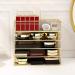 Anncus Fashion Gold Glass Desktop Makeup Organizer Makeup Powder Storage Box Lipstick Holder Perfume Organizer Eye Shadow Storage Box - (Color: Gold)