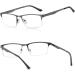 EYECEDAR 5-Pack Men's Reading Glasses - Rectangular Metal Half-Frame Sun Readers 2.0x Magnification - Stylish & Durable Eyewear - Buy Online on GoSupps.com