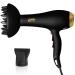 JINRI 2000 Watts Hair Dryer Professional Salon Blow Dryer Lightweight Powerful Travel Hairdryer Cool Hot Button 3 Heat & 2 Speed Settings with Concentrator Nozzle Black