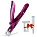 Elegant Violet Red Premium Adjustable Stainless Steel Artificial Acrylic Fake False Nail Tip Clipper Cutter Trimmer Manicure Pedicure Sharp Blade Clip Tool For Salon Home Nail Art Beauty Design DIY