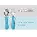 PandaEar 4 Set Baby Toddler Silicone Stainless Steel Utensils Silverware Spoon Fork - BPA Free, Anti-Choke Design (Blue&Grey) - Buy Online on GoSupps.com