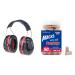 3M H10A Peltor Optime 105 Over the Head Earmuff Ear Protectors Red & Mack's Ultra Soft Foam Earplugs 50 Pair - 33dB Highest NRR Comfortable Ear Plugs for Sleeping Snoring Travel Concerts Over-the-head Earmuff + Soft Foam Earplugs