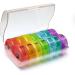 Weekly AM/PM Pill Box - Daily Organizer for Fish Oil Vitamins & Supplements | BPA-Free Dust-Proof | Colorful Rainbow Design - Buy Online on GoSupps.com