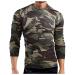 JSPOYOU Mens Camouflage Long Sleeve Athletic Shirts Fitness Military Crewneck Vintage Camo T-Shirts Slim Fit Dry Cool Tops,Green