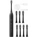 VALSEEL Sonic Electric Toothbrush for Adults - 8 Brush Heads, 6 Cleaning Modes, Smart Timer, IPX7 Waterproof - Rechargeable Travel Toothbrushes, Black - Buy Online on GoSupps.com
