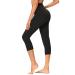 GAYHAY High Waisted Capri Leggings for Women - Soft Slim Tummy Control - Exercise Pants for Running Cycling Yoga Workout No Pockets Large-X-Large Black