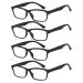 ALWAYSUV 4 Pack Black Spring Hinge Reading Glasses Classic Reading Aids Visual Aids Glasses 2.0 2.0 Diopters (Pack of 4)