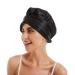 Reversible Satin Hair Bonnet Cap for Women | Double Layer Head Wrap for Long Curly Hair/Braids - Black - Buy Online on GoSupps.com