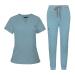 niaahinn Scrub for Women Scrubs Top with Classic V-Neck & Yoga Jogger Pants Medical Nursing Uniform Scrub Set Light Blue Medium