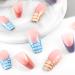 Sethexy Coffin False Nails - Crocodile Pattern Press-On Acrylic Nail Tips | 24 pcs in Pink Blue & Yellow for Women & Girls - Buy Online on GoSupps.com