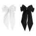 TRKETK 2 PCS Bow Hair Clips Hair Accessories for Girls Solid Color Bowknot Hairpin French Barrette with Long Ribbon Hair Fastener Accessories Soft Satin Silky Hair Bows for Women Girls(Black+White)