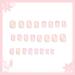 24 Pcs Square Lilac French Stick on False Nails with Flower Designs - Short Acrylic Peach Fake Nails for Women and Girls - Buy Online on GoSupps.com