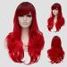 CLOCOLOR Ombre Red Long Hair Wig with Bangs - Wavy Curly Heat Resistant Synthetic Wig for Women - International Shipping Available - Buy Online on GoSupps.com
