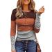 Long Sleeve Shirts for Women, Women's Long Sleeve Tops Tie Dye Casual Fall Henley Shirts Button Down Blouses Ribbed T Shirts X-Large Orange
