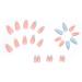 24Pcs Short Almond French Tip Press on Nails with Glue - White & Sky Blue - Buy Online on GoSupps.com