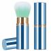 Retractable Makeup Brush Telescopic Face Brush Retractable Face Kabuki Brush Round Powder Travel Makeup Brushes Powder Foundation Blush Portable Makeup Brush (Blue)