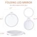 Foldable Double Sided Tabletop Mirror - Rechargeable Lighted Magnifying 10X and 1X Mirror with 3 Colors Light - Adjustable Foldable Handle for Makeup/Travel - 07x08inches - Buy Online on GoSupps.com