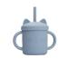 let's make Silicone Sippy Cup Baby Cat Training Cup with Straw for Infant & Toddler No Spill Trainer Cups with Two Hands Easy to Clean Blue Silicone Cup