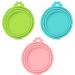 SLSON 3 Pack Pet Food Can Cover Universal Silicone Cat Dog Food Can Lids 1 Fit 3 Standard Size Can Tops (Blue+Green+Pink)