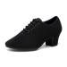 Inlefen Women's Latin Dance Shoes Salsa Tango Lace Up Leather Dancing Block Heel Dance Shoes 40 EU Black 5cm