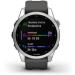 Garmin fenix 7S, smaller sized adventure smartwatch, rugged outdoor watch with GPS, touchscreen, health and wellness features, silver with graphite b