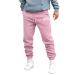JUNGE Cargo Sweatpants for Men Elastic Waist Drawstring Athletic Pants Casual Stretch Baggy Joggers Trousers with Pockets Medium #116-pink