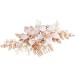 Beaupretty Gold Hair Accessories Flowers wedding hair Bridal Side Wedding Headpiece Leaf Headpiece Rhinestones Hair bridal hair gold flower Wedding wedding flowers prom bride metal Comb - Buy Online on GoSupps.com