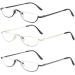 Kokobin reading glasses with a half -frame spring hinges for men and women narrow crescent lens readers metal semicircular +1.5 3 pieces