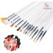 20-Piece Nail Art Brush Set with Pink and White Acrylic Handles - Manicure Pedicure Kit for Designing, Dotting, and Painting (White) - Buy Online on GoSupps.com
