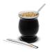 Black Double-Wall Stainless Yerba Mate Gourd Tea Cup Set Coffee Water Cup with Yerba Mate Bombilla (Straw)