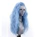 Shop Aqua Blue Lace Front Wigs for Women - 24in Heat-Resistant Synthetic Hair 13x3 Side Part - Green Mirn Wellig - Buy Online on GoSupps.com