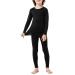 American Trends Youth Boys Long Sleeve Compression Shirts and Leggings Pants Kids Thermal Underwear Set Base Layer Black Line Set Medium
