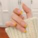 Handcess Short Shiny Square Artificial Nails - French Art Design in Yellow/Pink - 24 Press-On Nails for Women & Girls - Buy Online on GoSupps.com