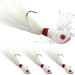 Bucktail-Jigs-Saltwater-Hair-Jigs-Head -Flukes-Fishing-Lures-Assorted Kit for Striped Bass Walleye Snook Rockfish Redfish 1/4oz 1/2 oz 1oz 2 oz White -3 Pack 2oz (56g)