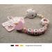 Personalized Pacifier Holder for Girls | Custom Baby Gift for Birth & Baptism | Pink Flower & Heart Name Necklace - Buy Online on GoSupps.com