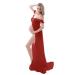 Maeau - Dress Women's Maternity Photography Props for Photo Shoot Elegant Ladies Dresses for Wedding Party M Red