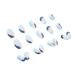 24 Pcs Blue Press on Nails - Short Oval Shape Almond Glossy False Nails with French Stripe Wave Design - Artificial Finger Manicure for Women and Girls - Buy Online on GoSupps.com