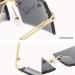 Rimless Rectangular Sunglasses | Vintage Frameless Metal UV400 Eyewear for Square Faces - Buy Online on GoSupps.com