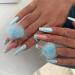 Coffin Press on Nails Long Fuzzy False Nails Blue Stick on Nails 24pcs Blue Fur Design Fake Nails with Glue Sticker for Women and Girls Fashion Nail Tips Cool Nails (Blue Fur Ball)