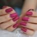 Slim Gorgeous Fake Nails Matte Rose Red with Metallic Moo Medium Size Frosted Artificial Acrylic Nail Art Tips L5231-1
