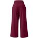 High Waisted Flowy Beach Pants for Women | Summer Palazzo Trousers with Pockets | Cotton Linen | Wide Leg Lounge Pants | Small - Wine - Buy Online on GoSupps.com