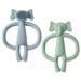 Vicloon baby biting toys 2 pieces of elephant tooth aid bite ring made of silicone BPA-free stimulating and massaging wound gums from 3 months gray+green elefant-gray+green