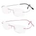 VISENG 2 pairs Rimless reading glasses titanium metal ultra light Readers of Men Women +1.25 A:2 Pack(silver?pink) 1.25 Diopters