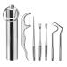 Toothpick tartar remover dental care set-6 pieces of portable toothpick reusable metal toothed cleaning set with container toothpick for outdoor picnic camping and travel