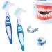 LyqniHob 2 pieces of prosthetic toothbrushes double bristle head cleaning for dentures and teeth ergonomic rubber riff and multi -layer bristles for perfect dental care