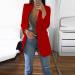 Ronony Womens Monochrome Long Sleeves Coat - Slim Fit Business Office Trench Jacket in Red - Buy Online on GoSupps.com